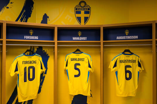 Jerseys of Emil Forsberg, Linus Wahlqvist Egnell and Ludwig