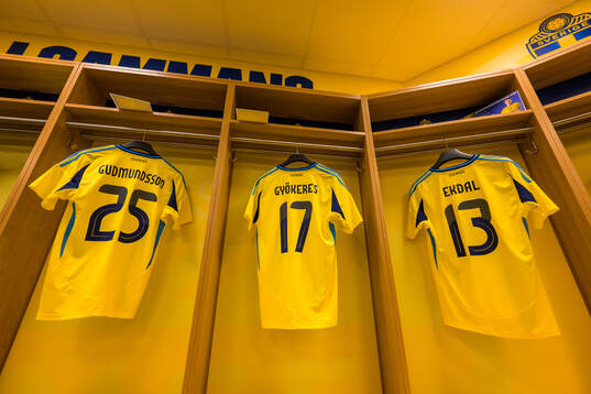 Jerseys of Gabriel Gudmundsson, Viktor Gyökeres and