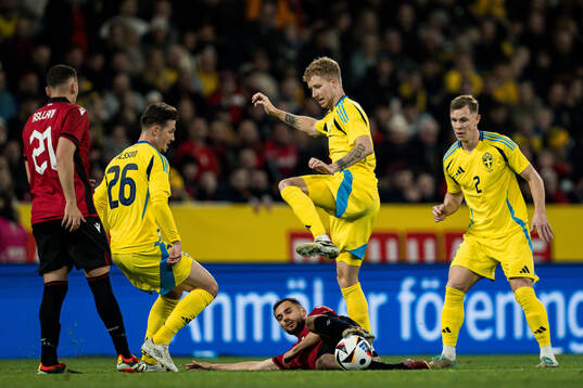 Simon Olsson, Samuel Gustafson and Emil Krafth of Sweden