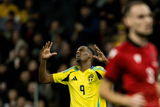 Alexander Isak of Sweden reacts