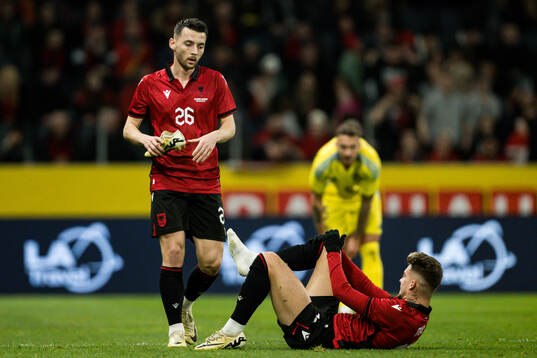 Arber Hoxha and Ernest Muci of Albania duringr the