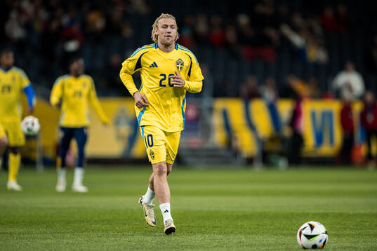 Emil Forsberg of Sweden wearing jersey number 20, honouring
