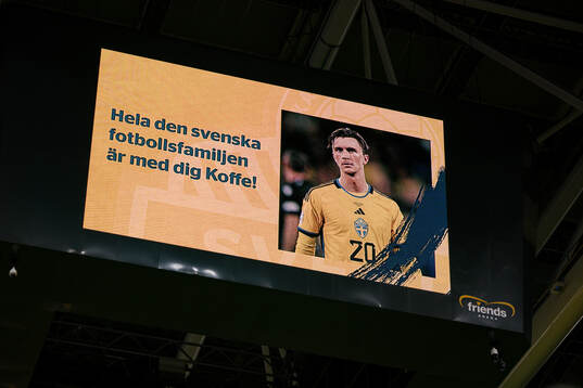 A message to hospitalised player Kristoffer Olsson is shown