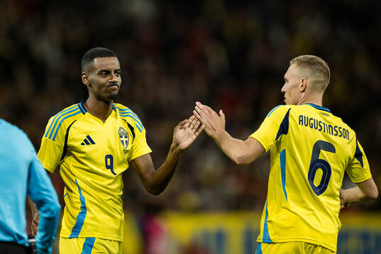 Alexander Isak and Ludwig Augustinsson of Sweden