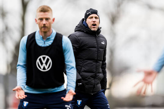 Malmö FFs Anders Christiansen och tränare Henrik Rydström