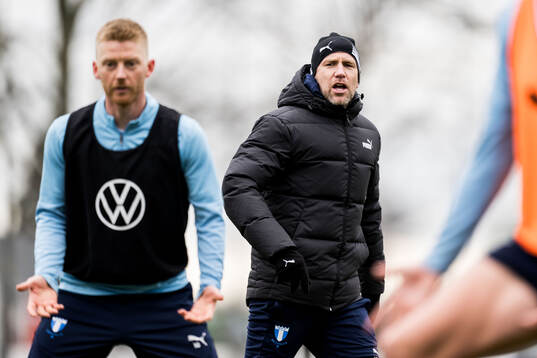 Malmö FFs Anders Christiansen och tränare Henrik Rydström