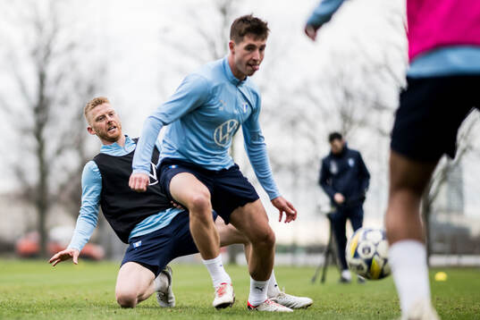 Malmö FFs Anders Christiansen och Lasse Berg Johnsen