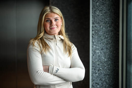 Lova Blom of Sweden poses for a portrait at a press