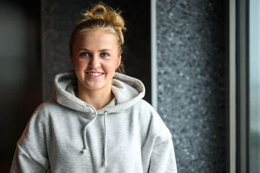 Sofie Lundin of Sweden poses for a portrait at a press
