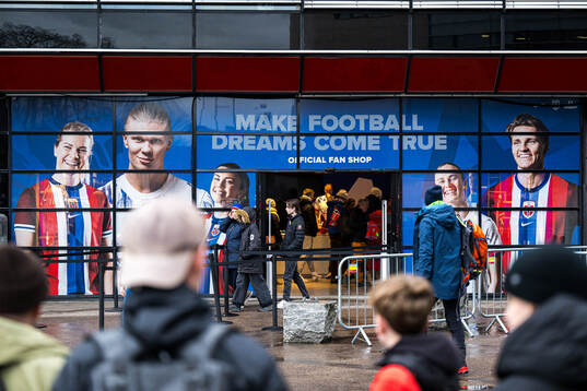 General exterior view of the fan shop outside Ullevaal