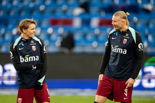 Martin Ødegaard and Erling Braut Haaland of Norway
