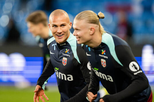 Leo Skiri Østigård and Erling Braut Haaland of Norway