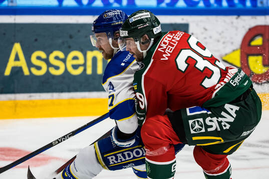 Leksands Anton Lindholm och Frölundas Mikael Ruohomaa