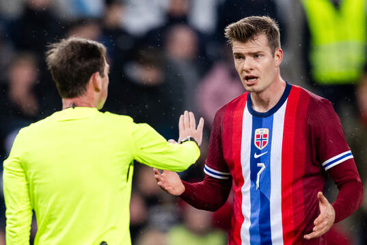 Alexander Sørloth of Norway reacts
