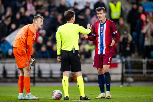 Alexander Sørloth of Norway reacts