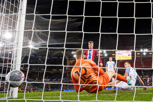 Alexander Sørloth of Norway scoring the 1-0 goal