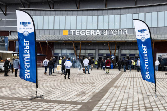 Tegera Arena innan  kvartsfinal tre i SHL mellan Leksand