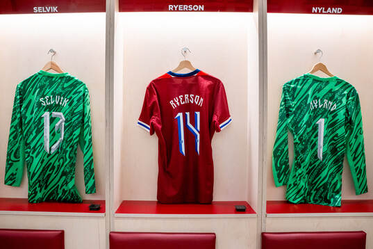 The kits of goalkeeper Egil Selvik, Julian Ryerson and