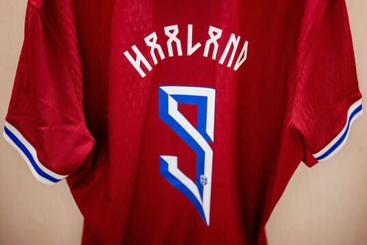 The kit of Erling Braut Haaland of Norway in the dressing