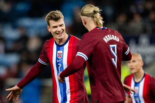 Alexander Sørloth and Erling Braut Haaland of Norway