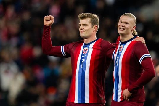 Alexander Sørloth and Erling Braut Haaland of Norway
