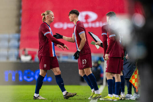 Erling Braut Haaland and Jørgen Strand Larsen of Norway