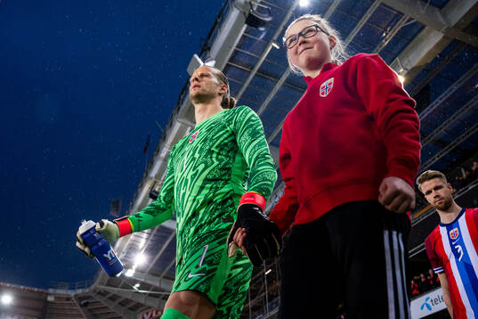 Goalkeeper Ørjan Håskjold Nyland of Norway enters the
