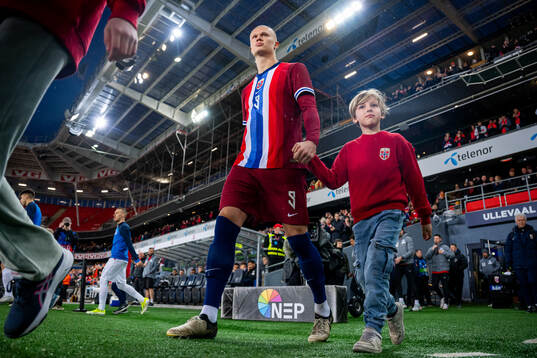 Erling Braut Haaland of Norway enters the pitch