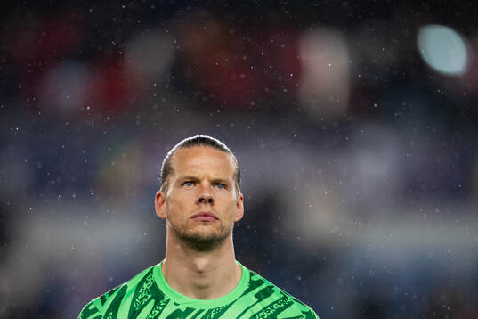 Goalkeeper Ørjan Håskjold Nyland of Norway line up