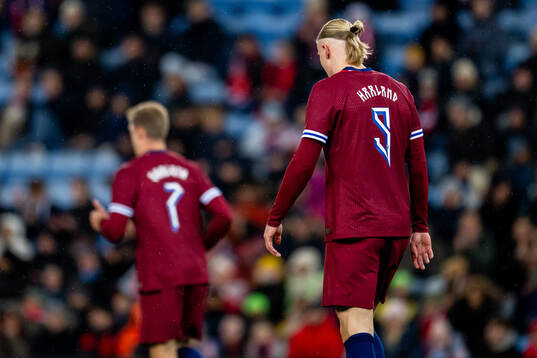 Alexander Sørloth and Erling Braut Haaland of Norway