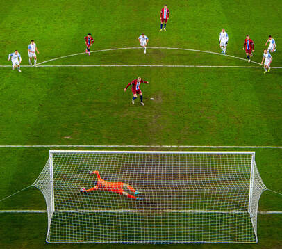 Goalkeeper Marek Rodak of Slovakia saves a penalty kick