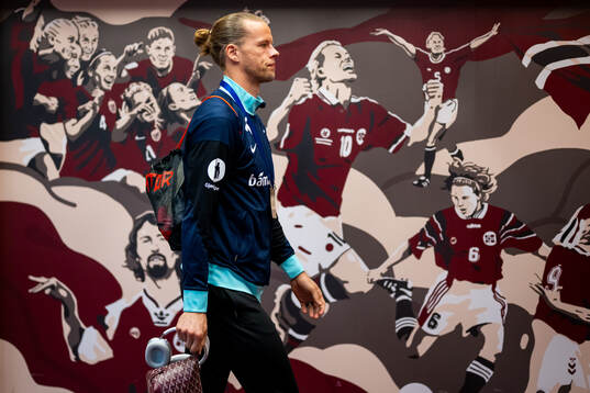 Goalkeeper Ørjan Håskjold Nyland of Norway arrives