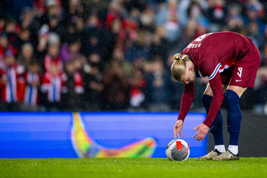 Erling Braut Haaland of Norway prepares to take a penalty