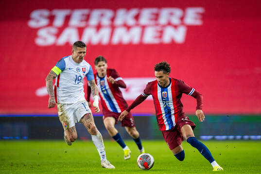 Juraj Kucka of Slovakia and Antonio Nusa of Norway