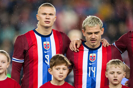 Erling Braut Haaland and Julian Ryerson of Norway