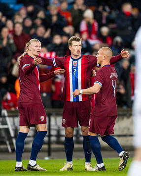 Alexander Sørloth of Norway celebrates