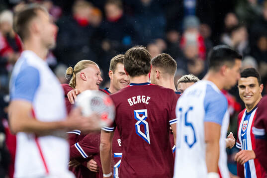Alexander Sørloth of Norway celebrates