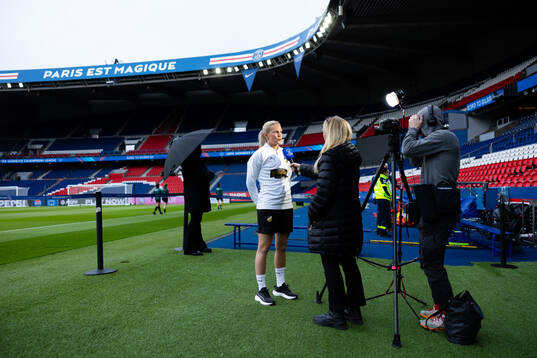 Josefine Rybrink of Häcken is interviewed