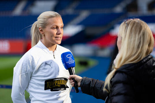 Josefine Rybrink of Häcken is interviewed