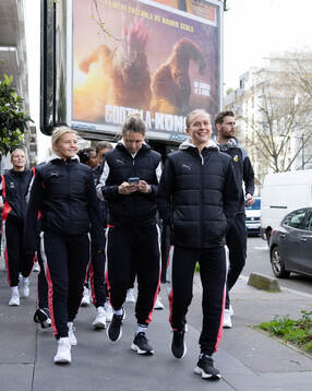 Matilda Nildén, goalkeeper Jennifer Falk and Filippa