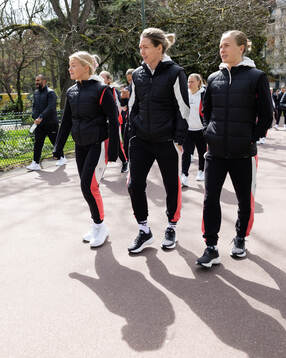 Matilda Nildén, goalkeeper Jennifer Falk and Filippa