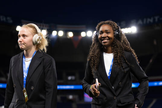 Johanna Fossdalsá Sørensen and Aisha Masaka of Häcken