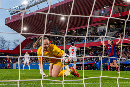 Goalkeeper Aurora Mikalsen of Brann reacts