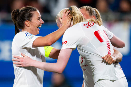 Tomine Svendheim of Brann celebrates with teammate Cecilie