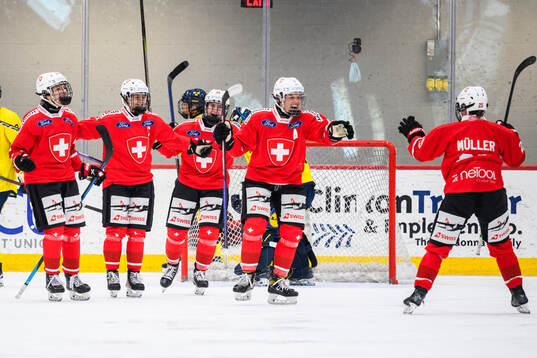 Players of Switzerland celebrate