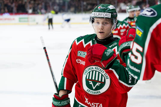 Frölundas Noah Hasa jublar
