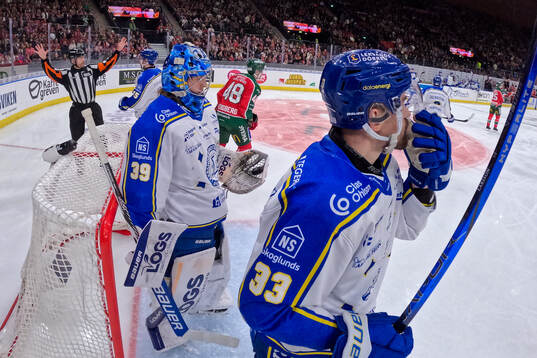 Leksands målvakt Filip Larsson och Eddie Larsson