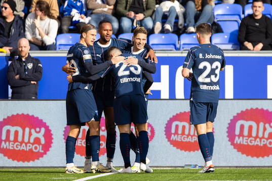 Malmö FFs Erik Botheim jublar med lagkamrater
