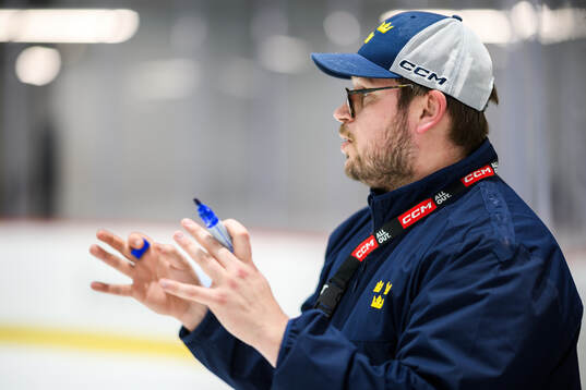 Assistant coach Dennis Bozic of Sweden at a practice session