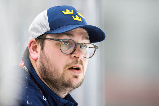 Assistant coach Dennis Bozic of Sweden at a practice session